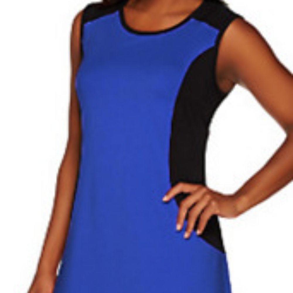 NWT DENIM&CO COLOR-BLOCK LAPIS BLUE MAXI DRESS XXS